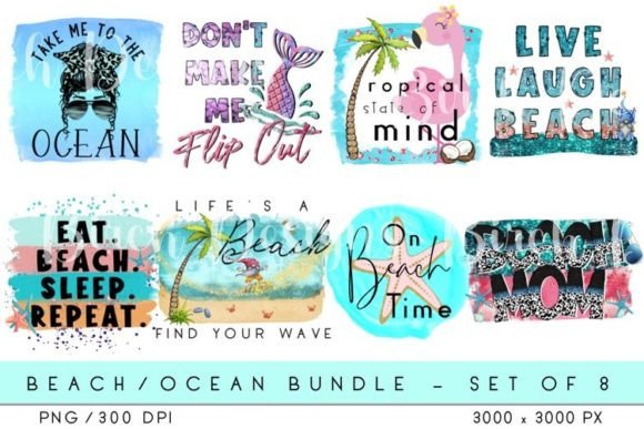 Download Beach Sublimation Bundle - Set of 8 PNGs - Beach sublimation Collection