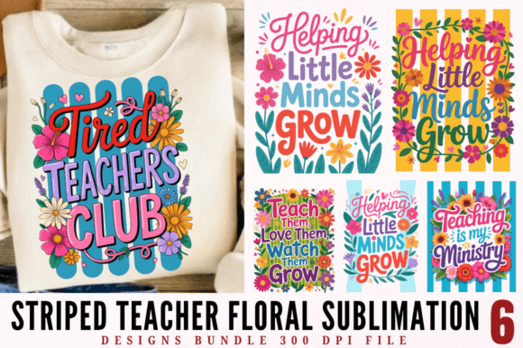 Download Striped Teacher Floral Sublimation Desig - Floral sublimation Collection